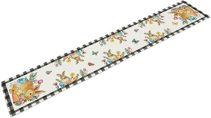 Easter Bunnies Table Runner, Easter Eggs Linen Farmhouse Table Runners - Image 2