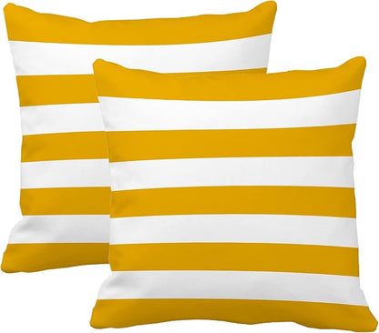 Leaveland Mustard Yellow and White Stripe Set of 2 16x16 Inch Cotton Polyester - Image 5
