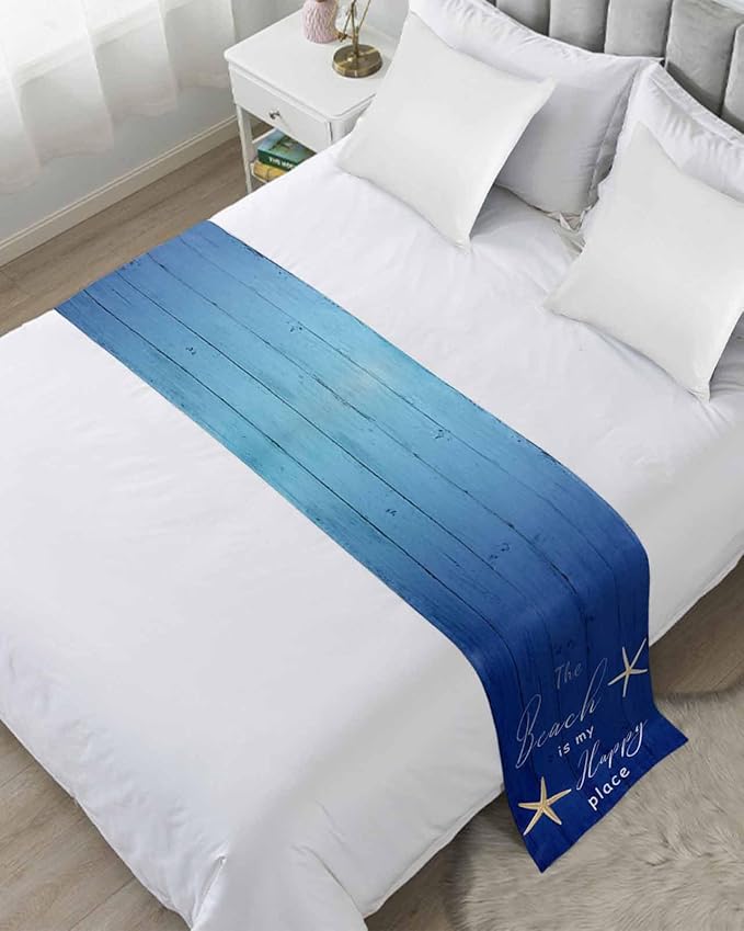 Happy Beach Place Marine Starfish Bed Runners by ZFUNCING