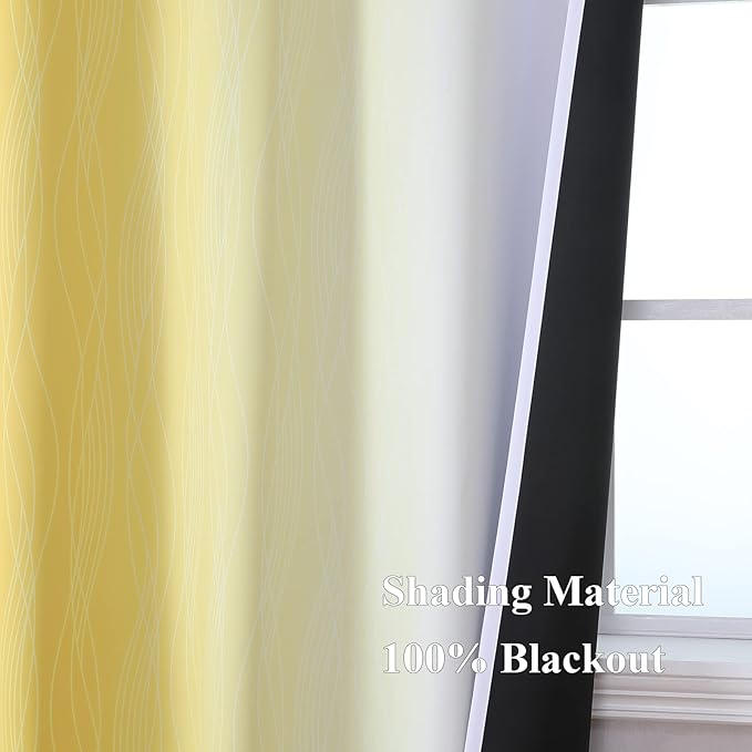 Estelar Textiler Yellow and Greyish White Gradient Room Darkening Blackout - Image 5