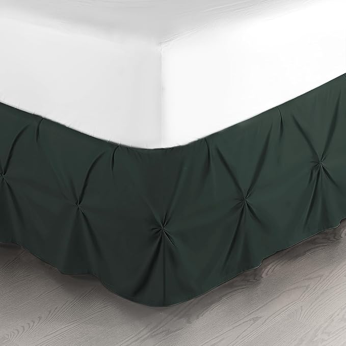 Nestl Forest Green Bed Skirt Cal King Size, Pinch Pleat Cal King Bed Skirt by Nestl