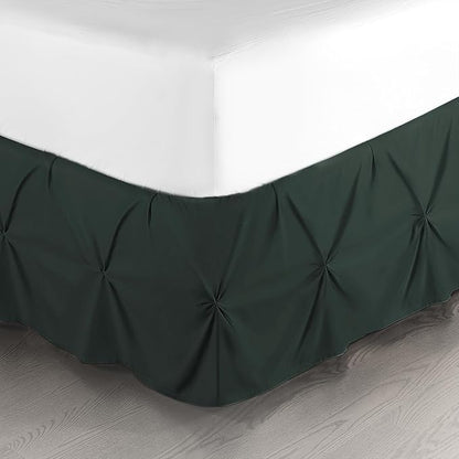 Nestl Forest Green Bed Skirt Full Size, Pinch Pleat Full Bed Skirt, Hotel by Nestl