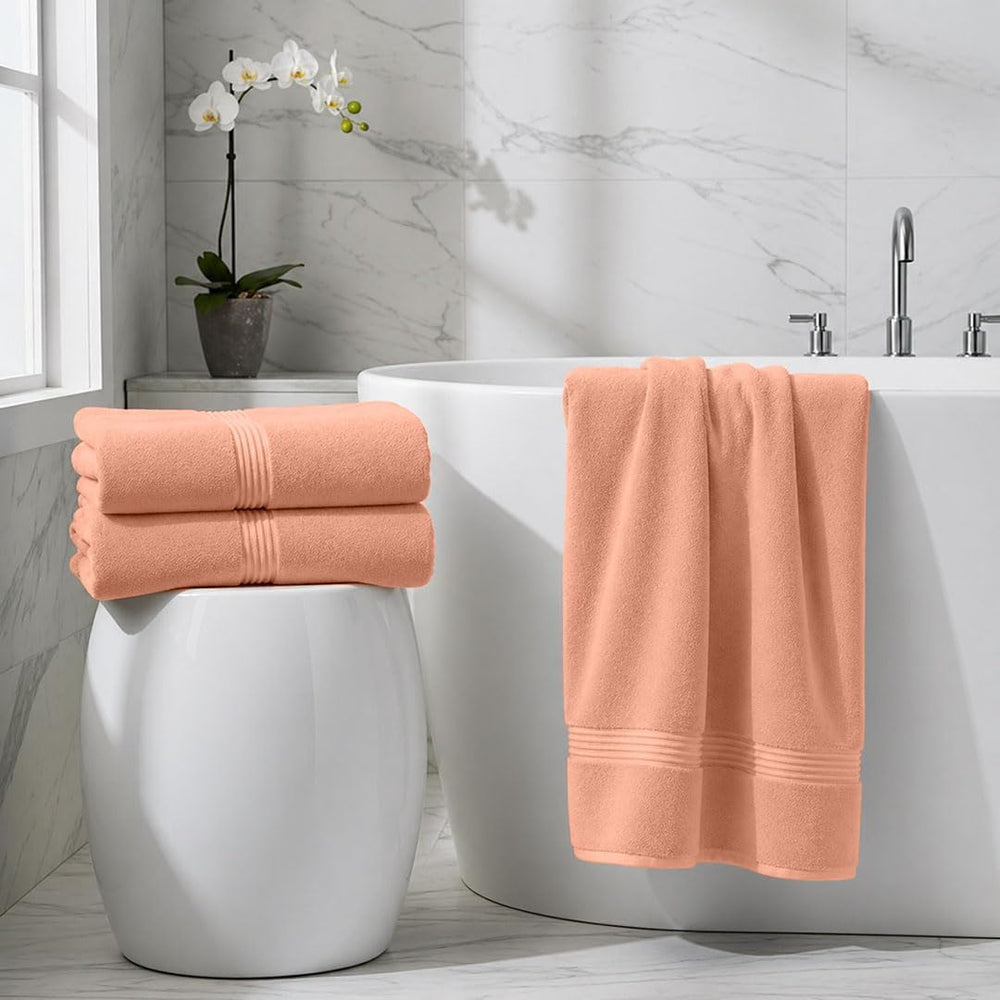 Bath Towels Set of 4 – 100% Cotton, 550 GSM Soft Absorbent Bathroom Towels - ...