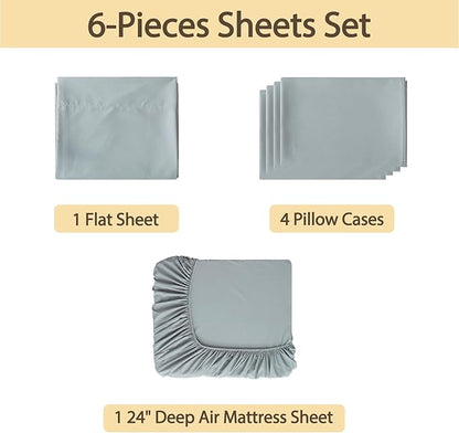 Air Mattress Sheet Set Full Size, 6 Piece Deep Pocket Bed Sheet Set - Image 2