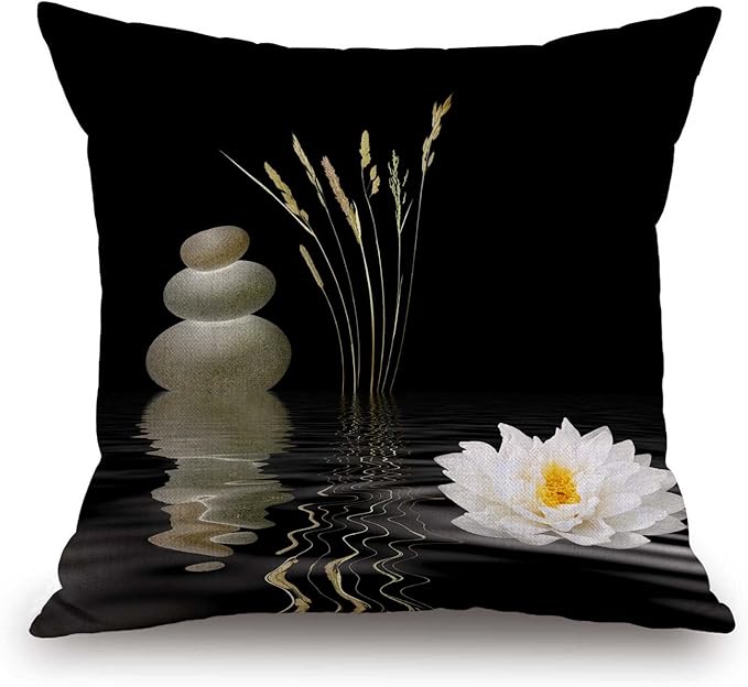 TSSOHU Decorative Throw Pillow Cover Asian Zen Stone, Pillow Covers 18"x 18" by TSSOHU