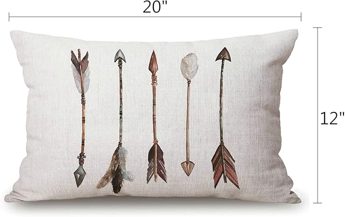 Watercolor Arrows Boho Waist Lumbar Cotton Linen Throw Pillow case Cushion Cover - Image 2