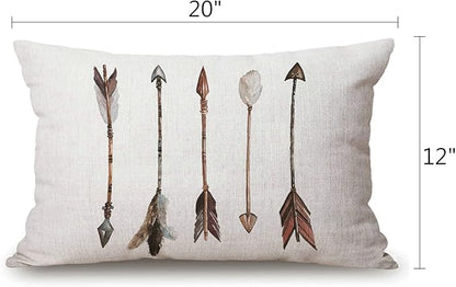 Watercolor Arrows Boho Waist Lumbar Cotton Linen Throw Pillow case Cushion Cover - Image 2