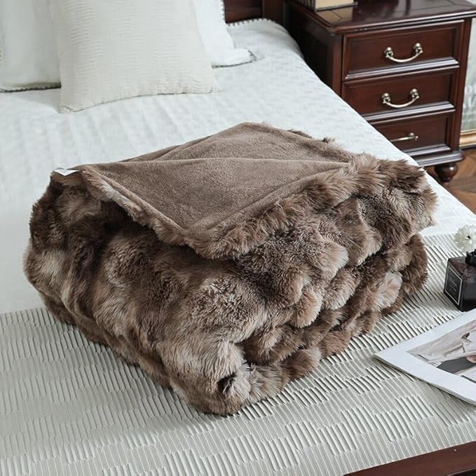 Faux Fur Throw Blanket for Couch Cozy Fuzzy Soft Plush Thick Fluffy Fleece - Image 7
