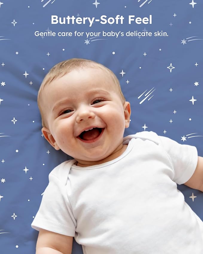 Baby Crib Sheets for Boys Girls, Breathable Soft Microfiber Baby Sheet Blue - Image 6