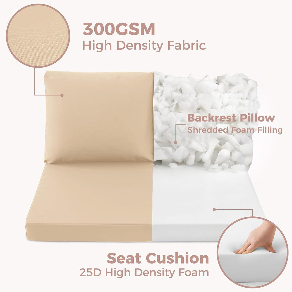 Outdoor Loveseat Cushions, 46×26×4 Inch, Waterproof, Beige