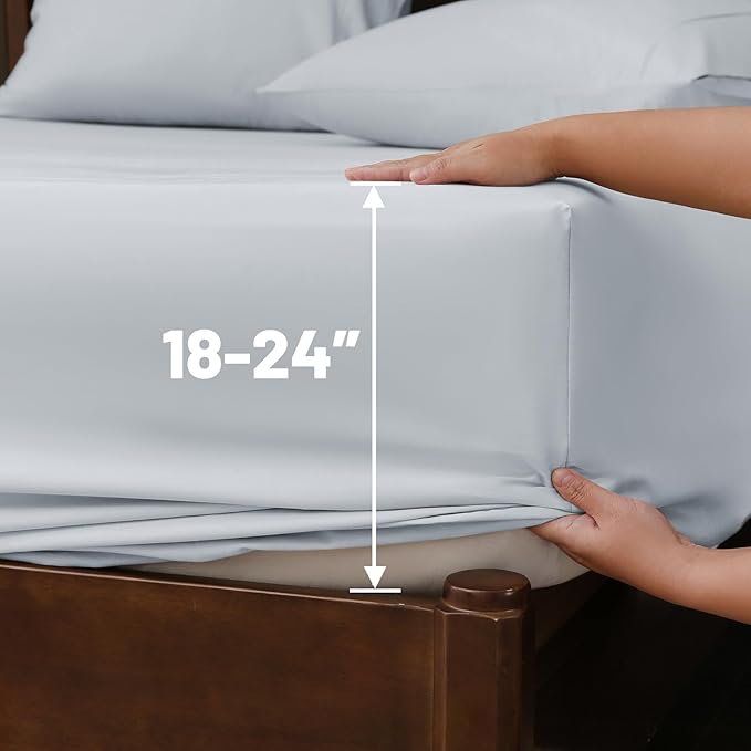 Extra Deep Pocket California King Sheets 18-24 Inch 100% Egyptian Cotton 1000 - Image 5