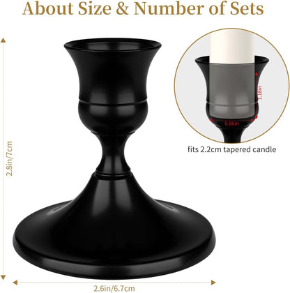 Black Candle Holder Taper Candle Holders, Set of 24 Candlestick Holders Decor for Home Decor, Metal Taper Candleholder for Fall Thanksgiving Halloween Christmas Table Fireplace Decor