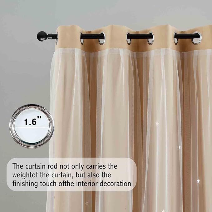 Anytime Romantic Kids Curtain, Hollow-Out Stars Window Curtain Double Layer - Image 3