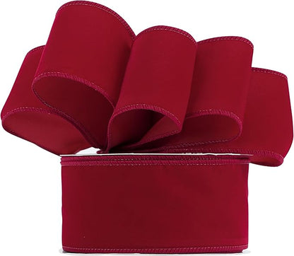 MEEDEE Red Velvet Wired Ribbon 2.5 Inch Wide Red Ribbons 25 Yards Spool Velvet - Image 7