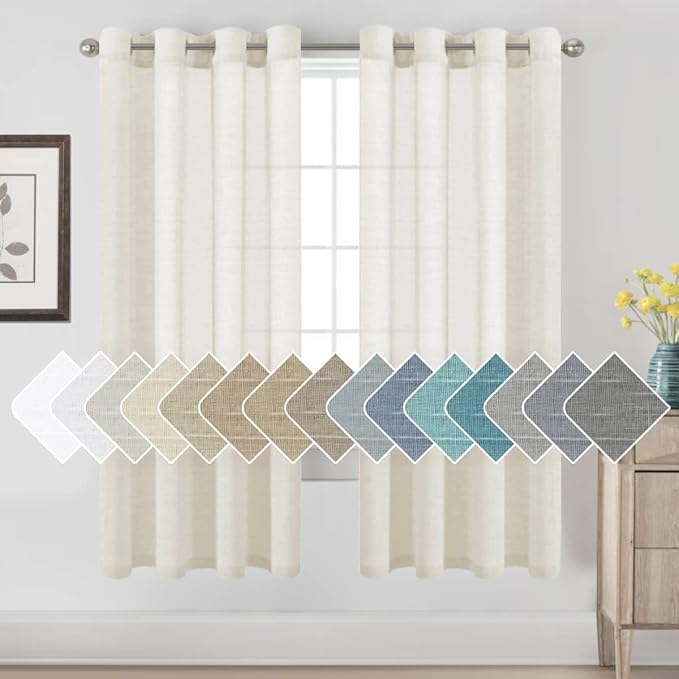 H.VERSAILTEX Natural Linen Semi Sheer Curtains Soft Semi Sheer Curtain Panels by HVERSAILTEX