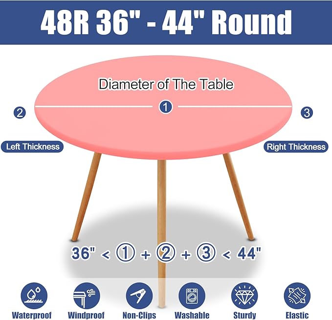 Round Spandex Tablecloth, Elastic Fitted Waterproof Tablecloths - Image 8