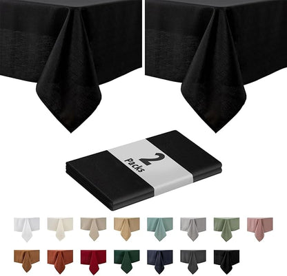 maxmill 2 Pack 60 x 84 Inch Black Faux Linen Textured Rectangle Tablecloth by maxmill