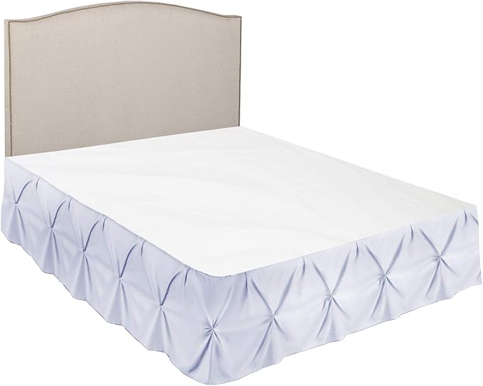 Nestl Ice Blue Bed Skirt Queen Size, Pinch Pleat Queen Bed Skirt, Hotel Quality - Image 7