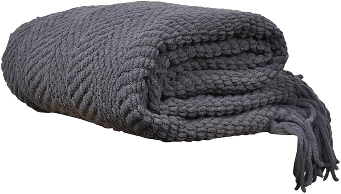 BATTILO HOME Dark Grey Throw Blanket - Image 4