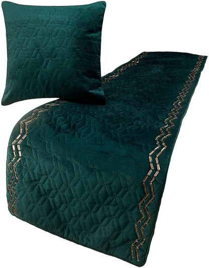 The HomeCentric King Queen Twin Teal Blue Designer CA King 86"x18" Bed Runner by TheHomeCentric