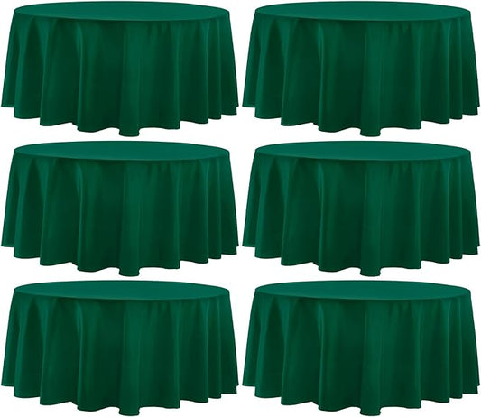 Round Tablecloth 120 Inch 6 Pack Dark Green Tablecloths Washable Decorative by AOCOZHomeLifeMuseum