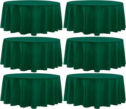 Round Tablecloth 6 Pack 108 Inch Dark Green Tablecloths Washable Decorative by AOCOZHomeLifeMuseum