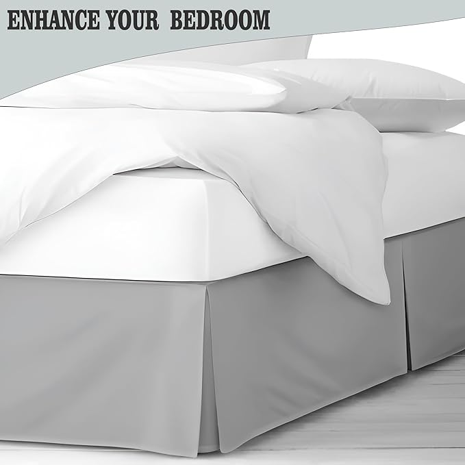 Pleated Bed Skirt King Size, Split Corners, Wrinkle-Resistant Microfiber - Image 2