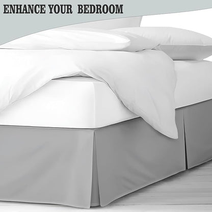 Pleated Bed Skirt King Size, Split Corners, Wrinkle-Resistant Microfiber - Image 2
