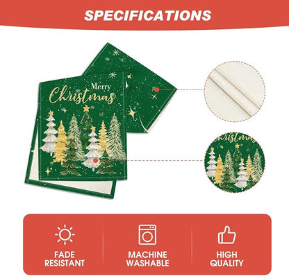 Artoid Mode Xmas Trees Merry Christmas Table Runner, Seasonal Winter Green - Image 5