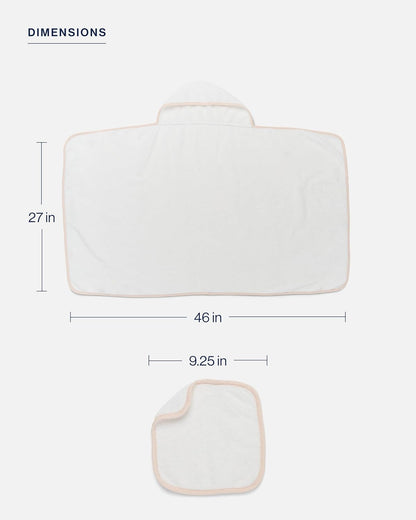 lalo hooded towel and washcloth set, 100% organic, side view