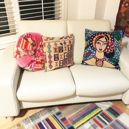 Frida Inspired Pillow Cover Necklace Mexican Art Floral Pillowcase Hand - Image 3