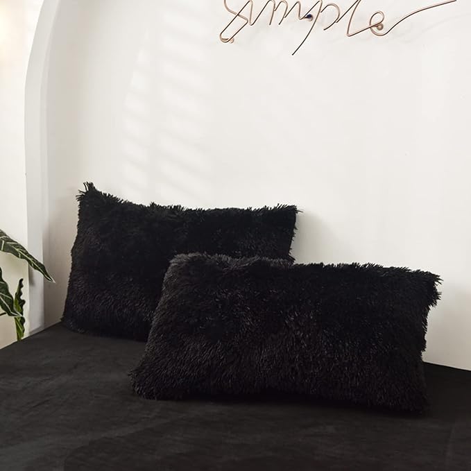 MorroMorn Decorative Pillows Covers, 2 Packs Faux Fur Pillow Cases, Luxury by MorroMorn