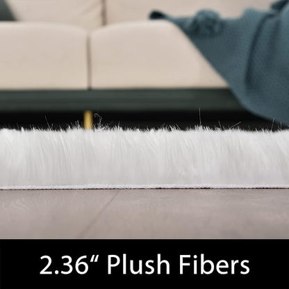 Latepis 2x6 White Runner Faux Fur Sheepskin Rug - Image 2