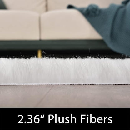 Latepis White Faux Fur Rug 8x10, Faux Fur Sheepskin Rug - Image 3