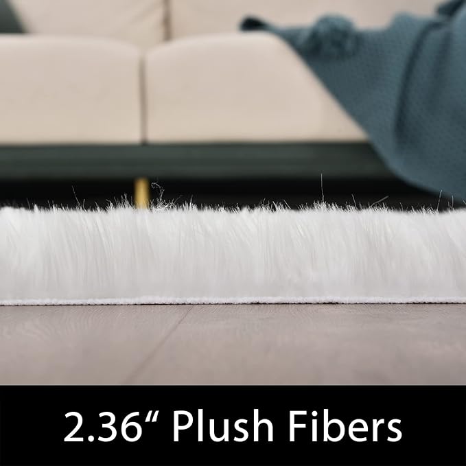 Latepis Area Rugs 6x9 Faux Fur Sheepskin Rug - Image 3