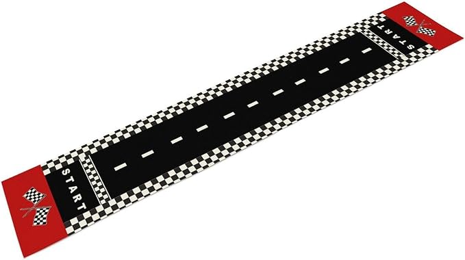 Race Car Table Runner, Kids Themed Race Track Black and White Checked Table - Image 6