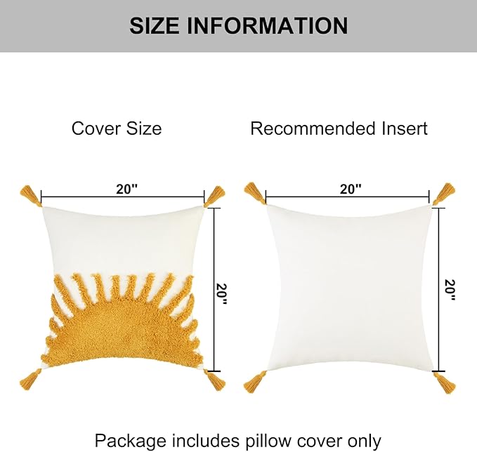 Adabana Boho Throw Pillow Covers 20x20, Decorative Tufted Pillows Cover - Image 5