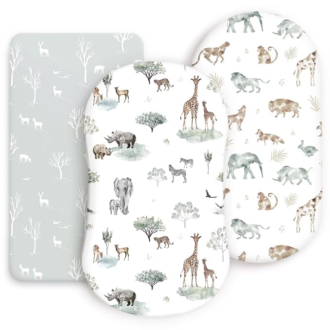 Ultra Soft Fitted Bassinet Sheets 3 Pack, Universal Fitted for.Baby Cradle by BUYNOW