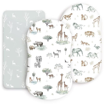 Ultra Soft Fitted Bassinet Sheets 3 Pack, Universal Fitted for.Baby Cradle by BUYNOW