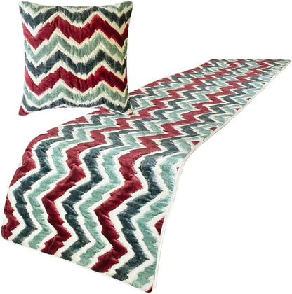 The HomeCentric King/Queen/Twin Red & Blue Luxury Full 68"x18" Bed Runner - Image 4