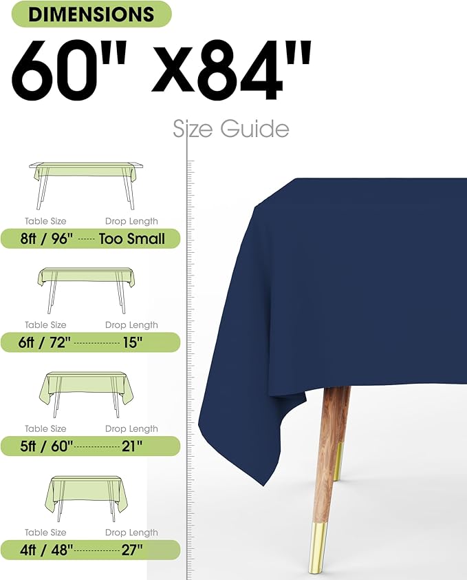 Pureegg Rectangle Table Cloth 60" x 84" – 8 Packs, Durable Polyester Tablecloth - Image 3