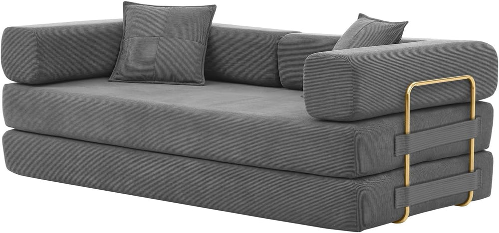 4-in-1 Folding Convertible Sofa Bed, 78 Inch Boneless Couch with Fixed-Shape ...