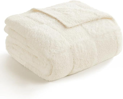 Snuggle Sac Checkered Throw Blanket Faux Fur Microfiber Blankets - Image 4