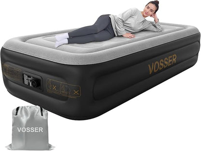 Twin Air Mattress with Built in Pump, XL-Long Blow up Mattress Thicker by VOSSER