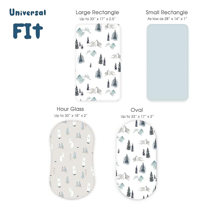 GRSSDER Stretchy Ultra Soft Fitted Bassinet Sheet Set 3 Pack, Universal Fit - Image 7