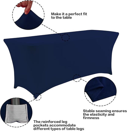 IVAPUPU 2 Pack 6FT Table Cloth for Rectangular Fitted Events Stretch Jean Blue - Image 2