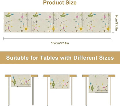 Abstract Geometric Table Runner Bathroom Mid Century Minimalist Stars Modern - Image 2