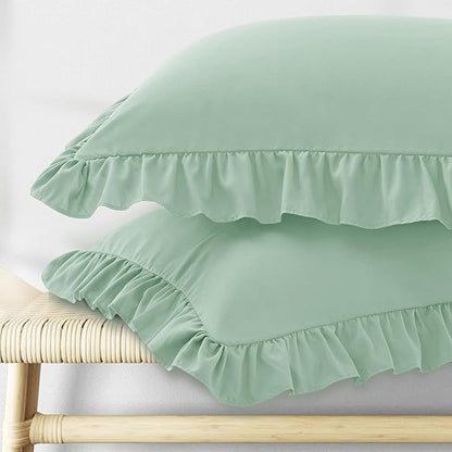 KKJIAF Ruffle Pillow Cases Standard Size Set of 2, Ruffled Pillow Covers by KKJIAF