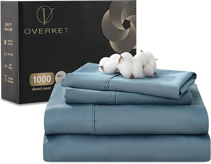 Egyptian Cotton Sheets Full Size 1000 Thread Count Sateen Weave Soft Breathable by overket