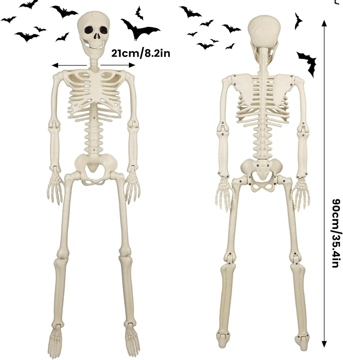 2 Pack 36'' Skeletons Halloween Decorations Outdoor: 3 FT Posable Skeletons